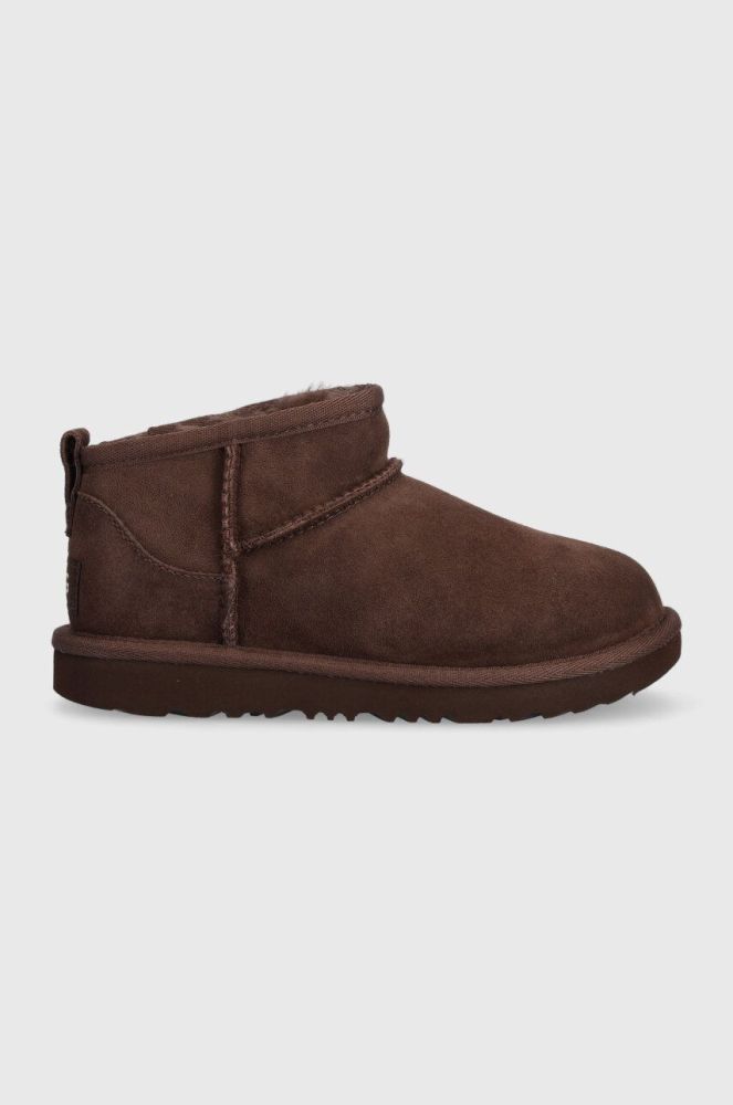 Дитячі замшеві чоботи UGG KIDS CLASSIC ULTRA MINI колір коричневий