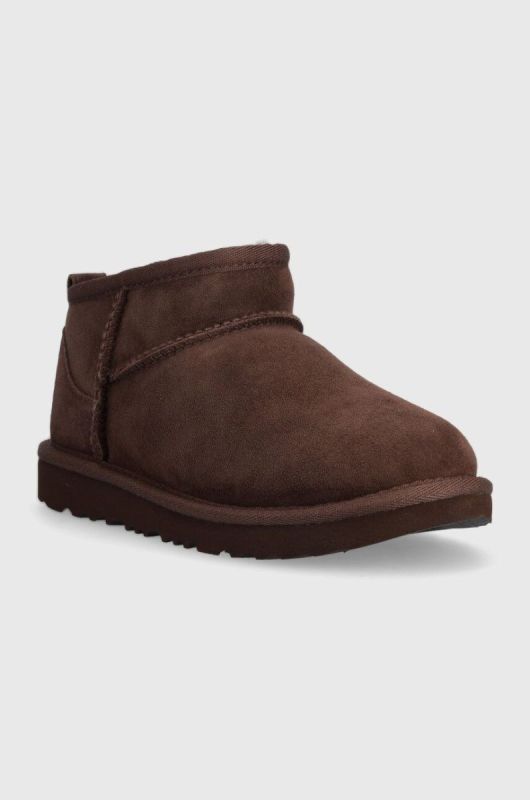 Дитячі замшеві чоботи UGG KIDS CLASSIC ULTRA MINI колір коричневий фото 2