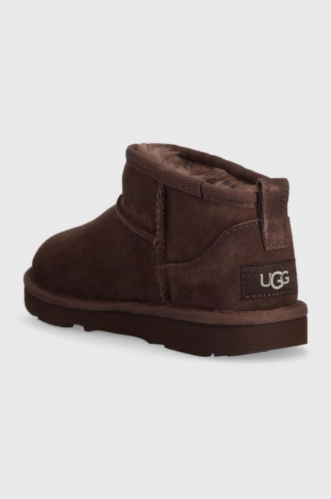 Дитячі замшеві чоботи UGG KIDS CLASSIC ULTRA MINI колір коричневий фото 3