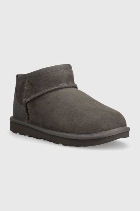 Дитячі замшеві чоботи UGG KIDS CLASSIC ULTRA MINI колір сірий фото 2