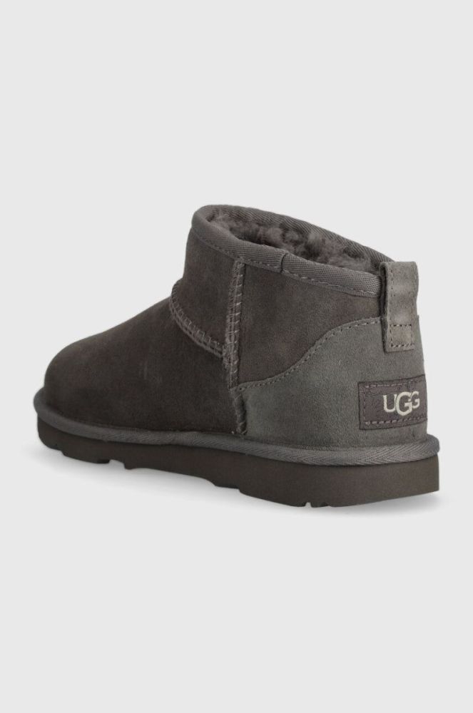 Дитячі замшеві чоботи UGG KIDS CLASSIC ULTRA MINI колір сірий фото 3
