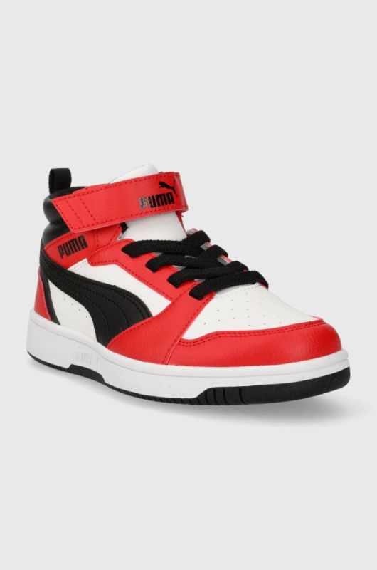 Дитячі кросівки Puma Rebound V6 Mid AC+ PS колір червоний фото 2