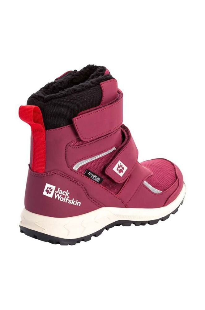 Дитячі зимові черевики Jack Wolfskin WOODLAND WT TEXAPORE HIGH VC колір бордовий фото 4