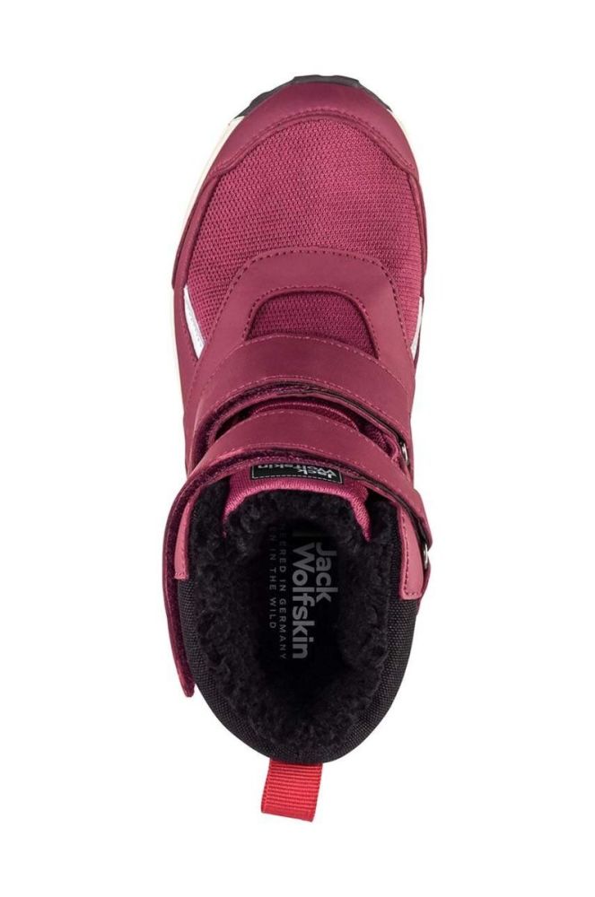 Дитячі зимові черевики Jack Wolfskin WOODLAND WT TEXAPORE HIGH VC колір бордовий фото 5