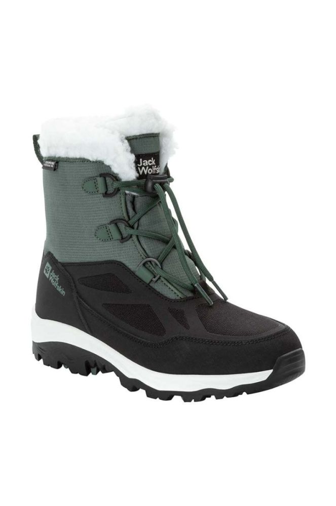 Дитячі зимові черевики Jack Wolfskin VOJO SHELL XT TEXAPORE MID колір зелений фото 3
