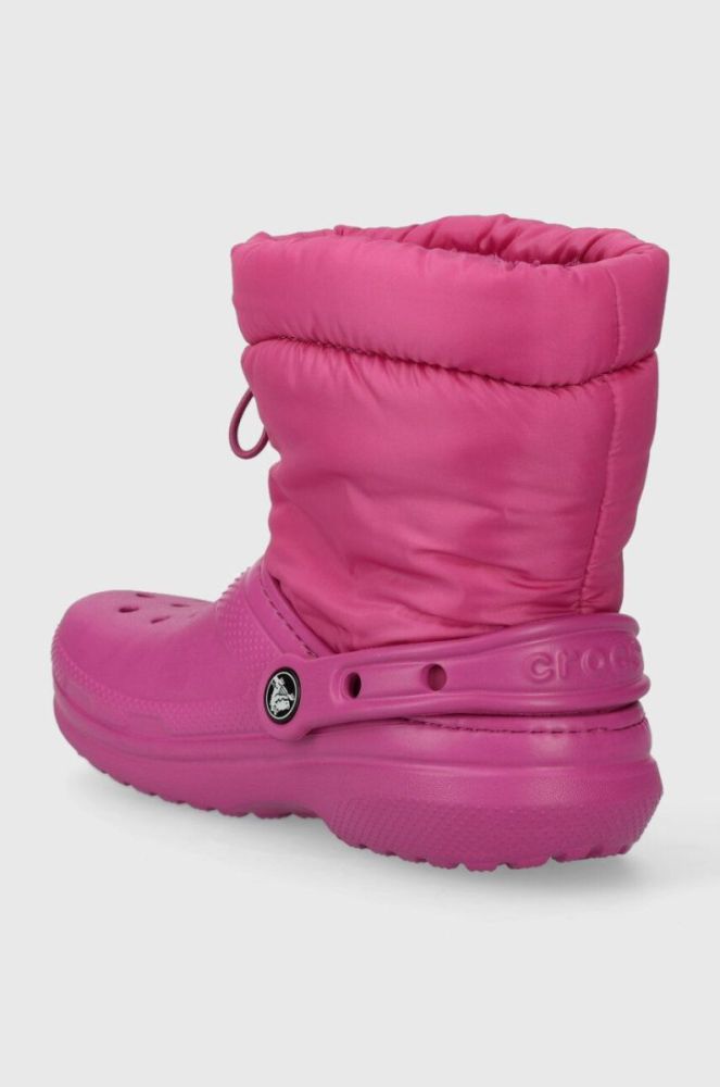 Дитячі чоботи Crocs Classic Lined Neo Puff колір рожевий фото 3