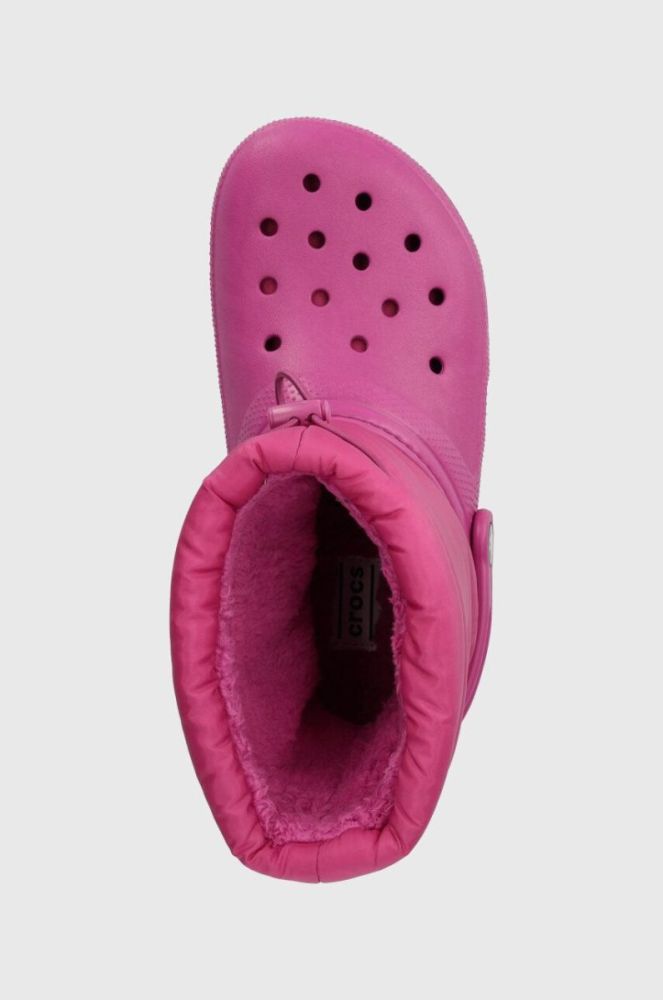 Дитячі чоботи Crocs Classic Lined Neo Puff колір рожевий фото 4