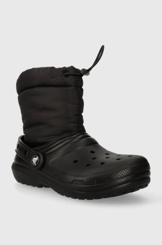 Дитячі чоботи Crocs Classic Lined Neo Puff колір чорний фото 2