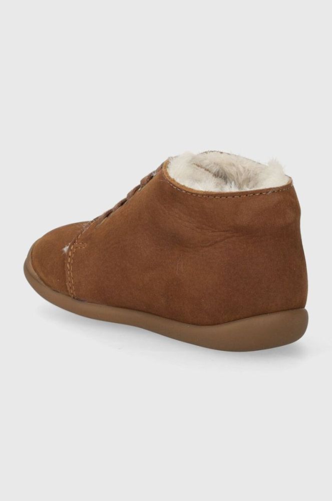 Дитячі замшеві туфлі Pom D'api FLEX-UP BOTTINE FUR колір коричневий фото 3