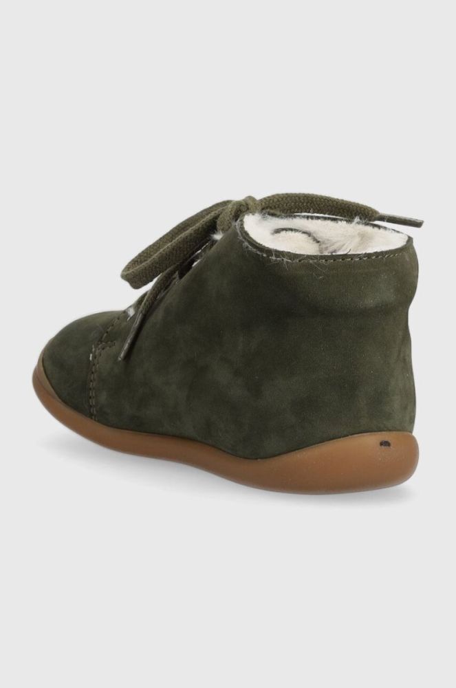 Дитячі замшеві зимові черевики Pom D'api FLEX-UP BOTTINE FUR колір зелений (3615997) фото 3