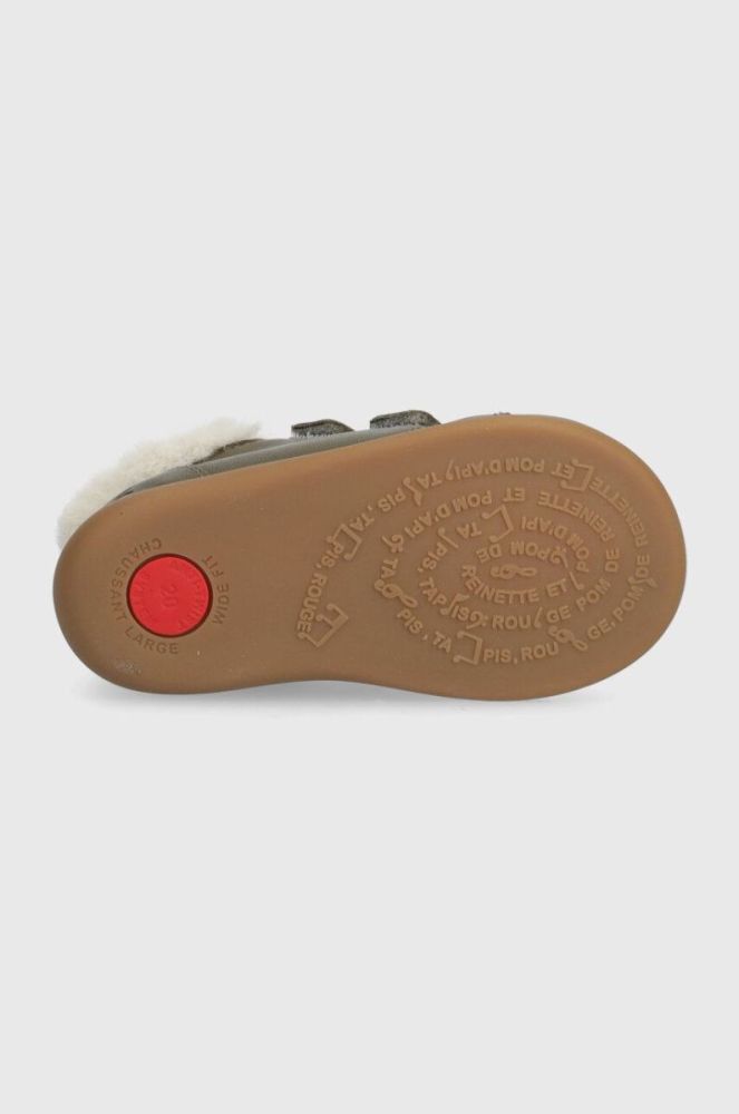 Дитячі шкіряні зимові черевики Pom D'api FLEX-UP EASY FUR колір зелений (3573911) фото 5