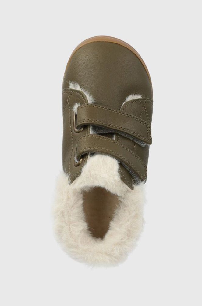 Дитячі шкіряні зимові черевики Pom D'api FLEX-UP EASY FUR колір зелений (3616432) фото 4