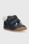 Дитячі шкіряні зимові черевики Pom D'api FLEX-UP EASY FUR колір синій (3573541)