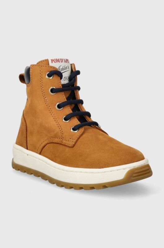 Дитячі замшеві туфлі Pom D'api FLOW BOOTS колір коричневий (3612290) фото 2