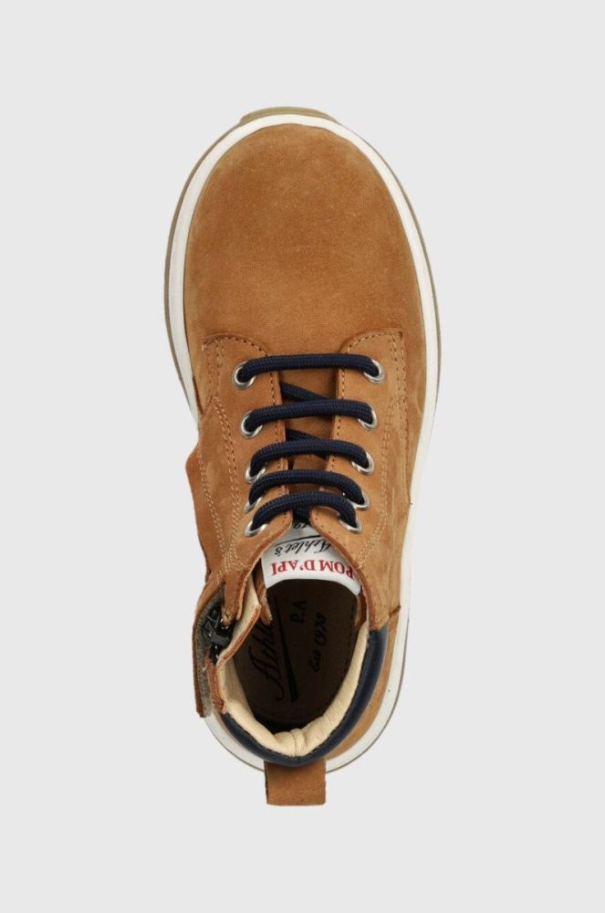 Дитячі шкіряні туфлі Pom D'api FLOW BOOTS колір коричневий фото 4