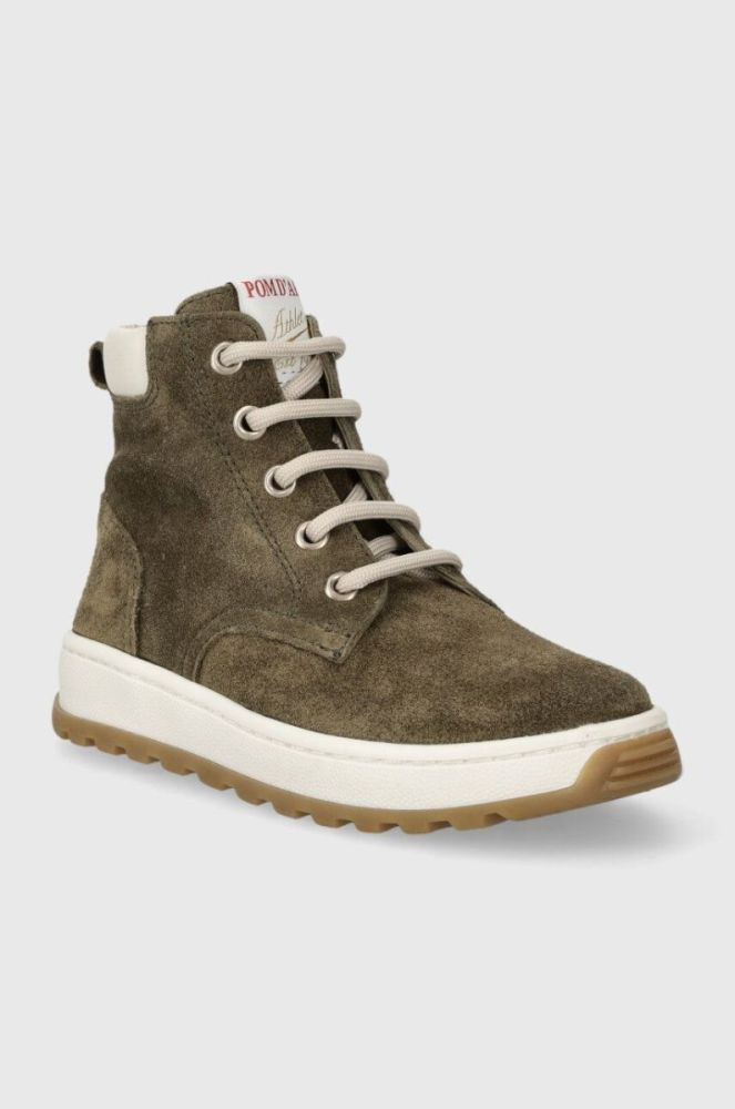 Дитячі замшеві туфлі Pom D'api FLOW BOOTS колір зелений (3569994) фото 2