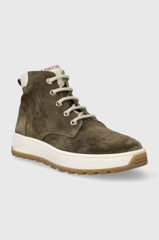 Дитячі замшеві туфлі Pom D'api FLOW BOOTS колір зелений (3569417) фото 2