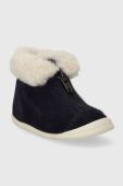 Дитячі замшеві зимові черевики Pom D'api SWEET ZIP FUR колір синій