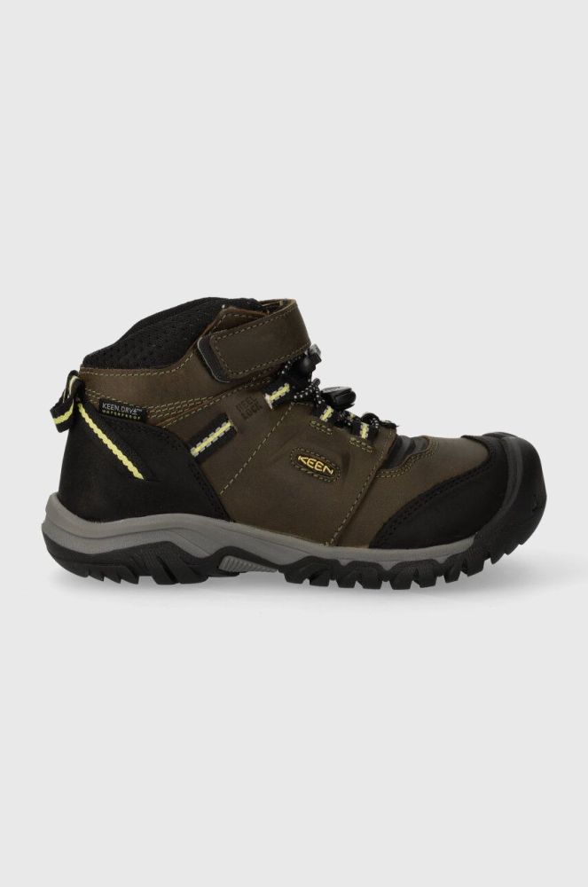 Дитячі замшеві зимові черевики Keen Ridge Flex Mid колір зелений