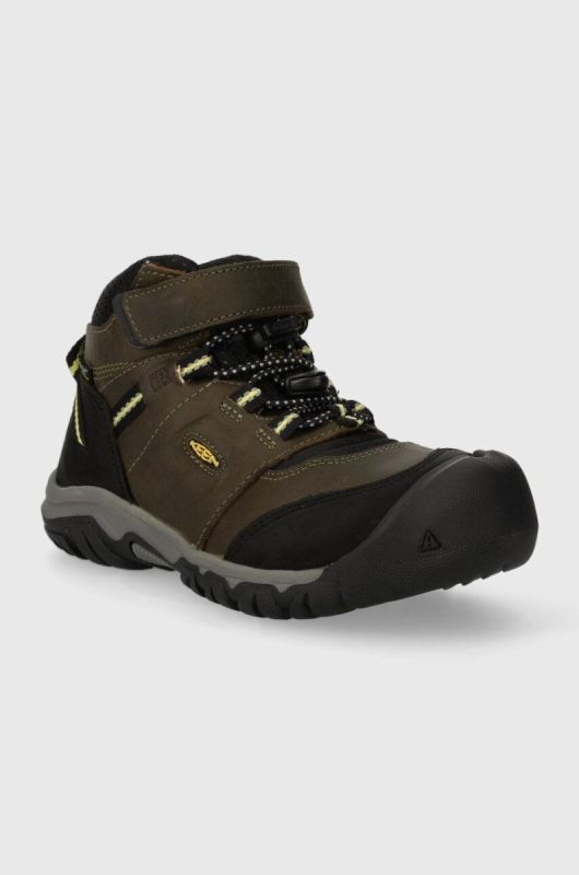 Дитячі замшеві зимові черевики Keen Ridge Flex Mid колір зелений фото 2