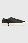 Шкіряні кеди Tommy Hilfiger CORPORATE LEATHER чоловічі колір чорний FM0FM04589 Шкіряні кеди Tommy Hilfiger CORPORATE LEATHER чоловічі колір чорний FM0FM04589