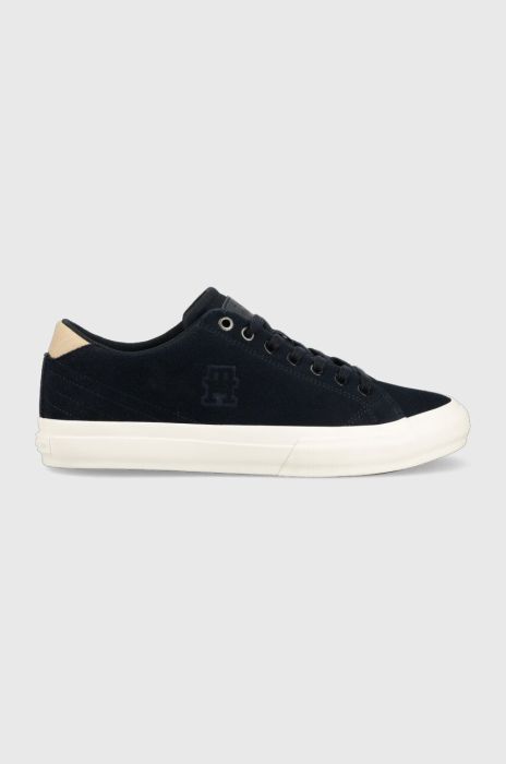Замшеві кросівки Tommy Hilfiger TH HI VULC STREET LOW колір синій FM0FM04590