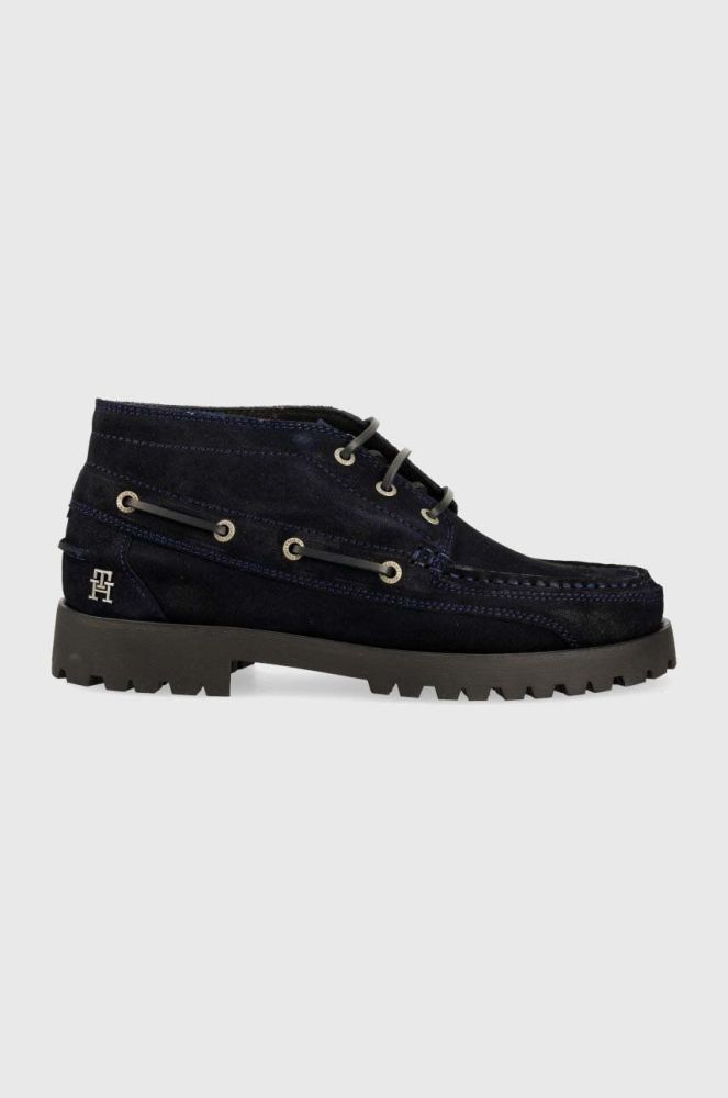 Замшеві туфлі Tommy Hilfiger TH BOAT BOOT CLASSIC чоловічі колір синій FM0FM04684