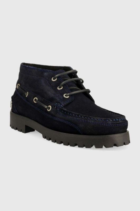 Замшеві туфлі Tommy Hilfiger TH BOAT BOOT CLASSIC чоловічі колір синій FM0FM04684 фото 2