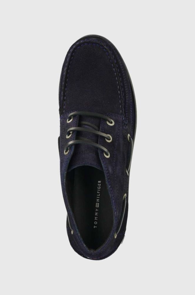 Замшеві туфлі Tommy Hilfiger TH BOAT BOOT CLASSIC чоловічі колір синій FM0FM04684 фото 4