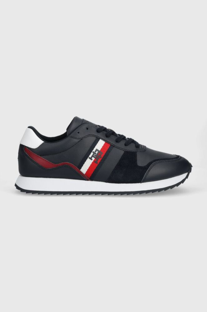 Шкіряні кросівки Tommy Hilfiger RUNNER EVO LEATHER колір синій FM0FM04714