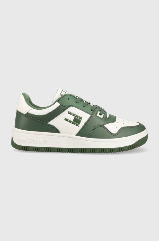 Шкіряні кросівки Tommy Jeans TJM BASKET PREMIUM колір зелений EM0EM01216