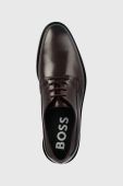 Шкіряні туфлі BOSS Larry-L чоловічі колір бордовий 50497778