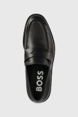 Шкіряні мокасини BOSS Baird чоловічі колір чорний 50497853