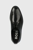 Шкіряні туфлі BOSS Larry чоловічі колір чорний 50498219