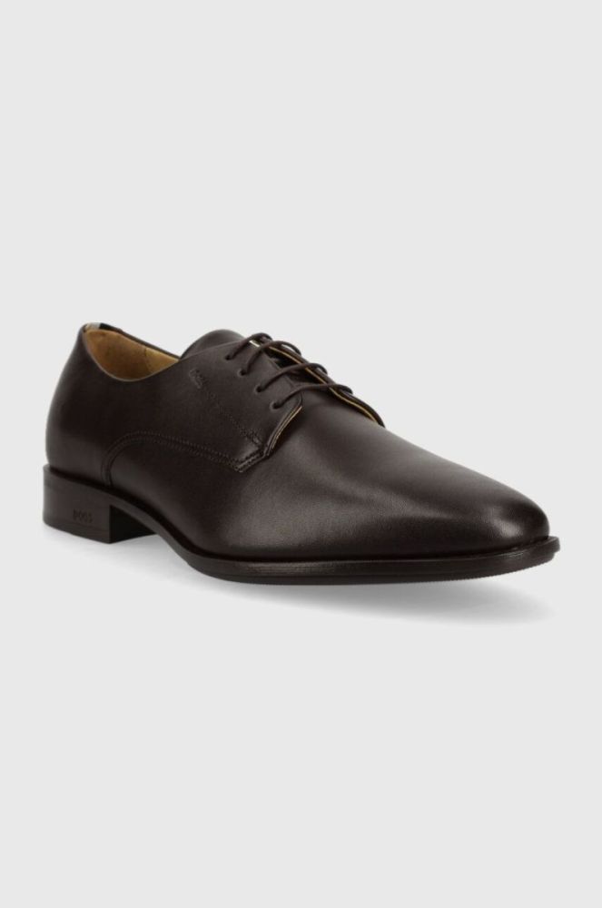 Шкіряні туфлі BOSS Colby чоловічі колір коричневий 50498467 фото 2