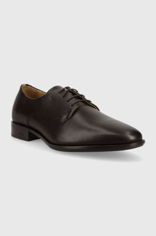 Шкіряні туфлі BOSS Colby чоловічі колір коричневий 50498467 фото 2