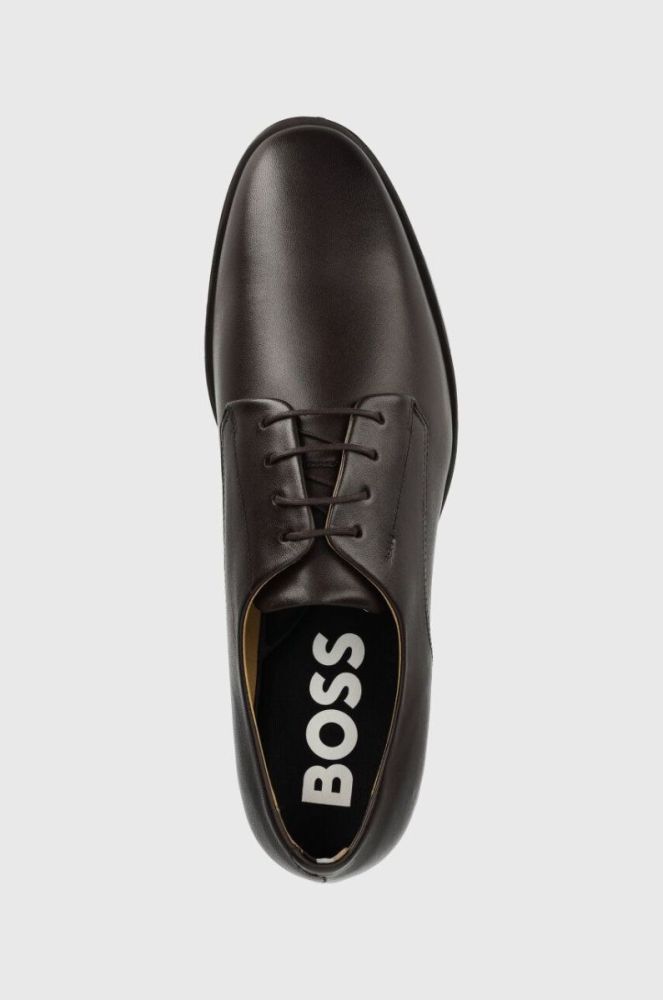 Шкіряні туфлі BOSS Colby чоловічі колір коричневий 50498467 фото 4