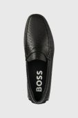 Шкіряні мокасини BOSS Noel чоловічі колір чорний 50497800