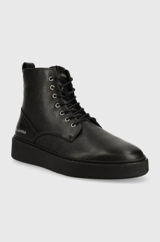 Шкіряні черевики Karl Lagerfeld FLINT чоловічі колір чорний KL53350 фото 2