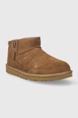 Замшеві чоботи UGG Classic Ultra Mini Zip колір коричневий 1143984
