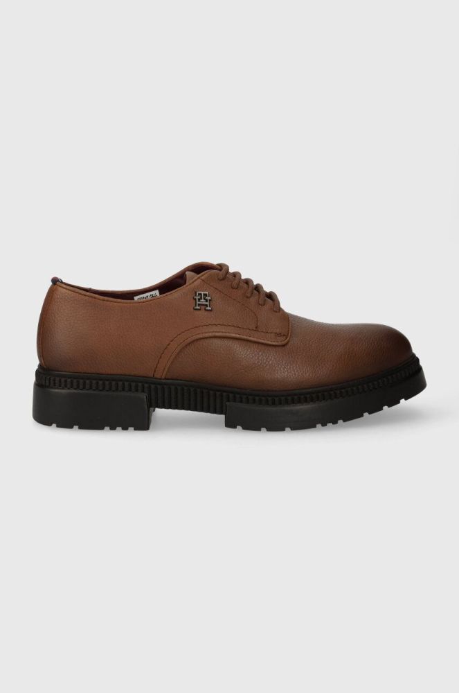 Шкіряні туфлі Tommy Hilfiger COMFORT CLEATED THERMO LTH SHOE чоловічі колір коричневий FM0FM04647