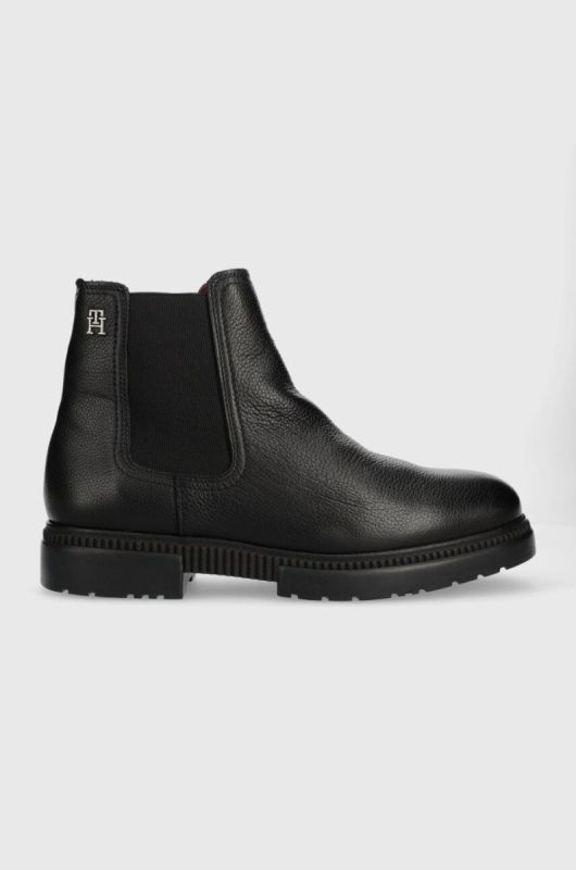 Шкіряні черевики Tommy Hilfiger COMFORT CLEATED THERMO LTH CHEL чоловічі колір чорний FM0FM04650