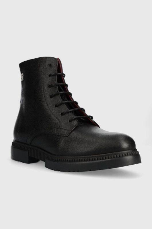 Шкіряні черевики Tommy Hilfiger COMFORT CLEATED THERMO LTH BOOT чоловічі колір чорний FM0FM04651 фото 2