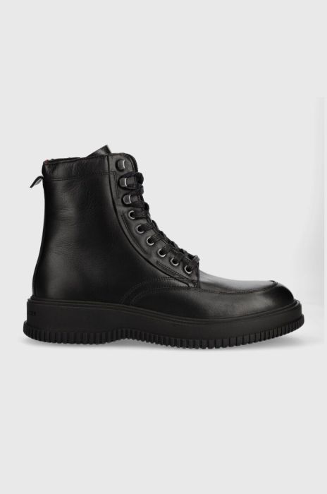 Шкіряні черевики Tommy Hilfiger TH EVERYDAY CLASS TERMO LTH BOOT чоловічі колір чорний FM0FM04658 Шкіряні черевики Tommy Hilfiger TH EVERYDAY CLASS TERMO LTH BOOT чоловічі колір чорний FM0FM04658