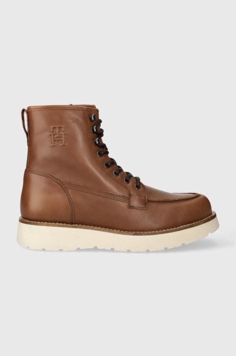 Шкіряні черевики Tommy Hilfiger TH AMERICAN WARM LEATHER BOOT чоловічі колір коричневий FM0FM04668 Шкіряні черевики Tommy Hilfiger TH AMERICAN WARM LEATHER BOOT чоловічі колір коричневий FM0FM04668
