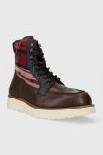 Черевики Tommy Hilfiger TH AMERICAN MIX CHECK BOOT чоловічі колір коричневий FM0FM04750 Черевики Tommy Hilfiger TH AMERICAN MIX CHECK BOOT чоловічі колір коричневий FM0FM04750