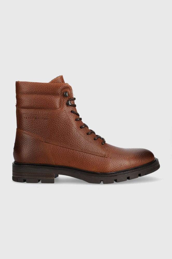 Шкіряні черевики Tommy Hilfiger WARM PADDED HILFIGER LTH BOOT чоловічі колір коричневий FM0FM04802