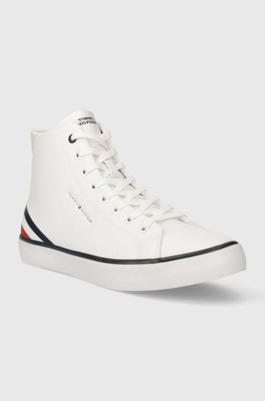 Шкіряні кеди Tommy Hilfiger TH HI VULC CORE LTH чоловічі колір білий FM0FM04816 фото 2
