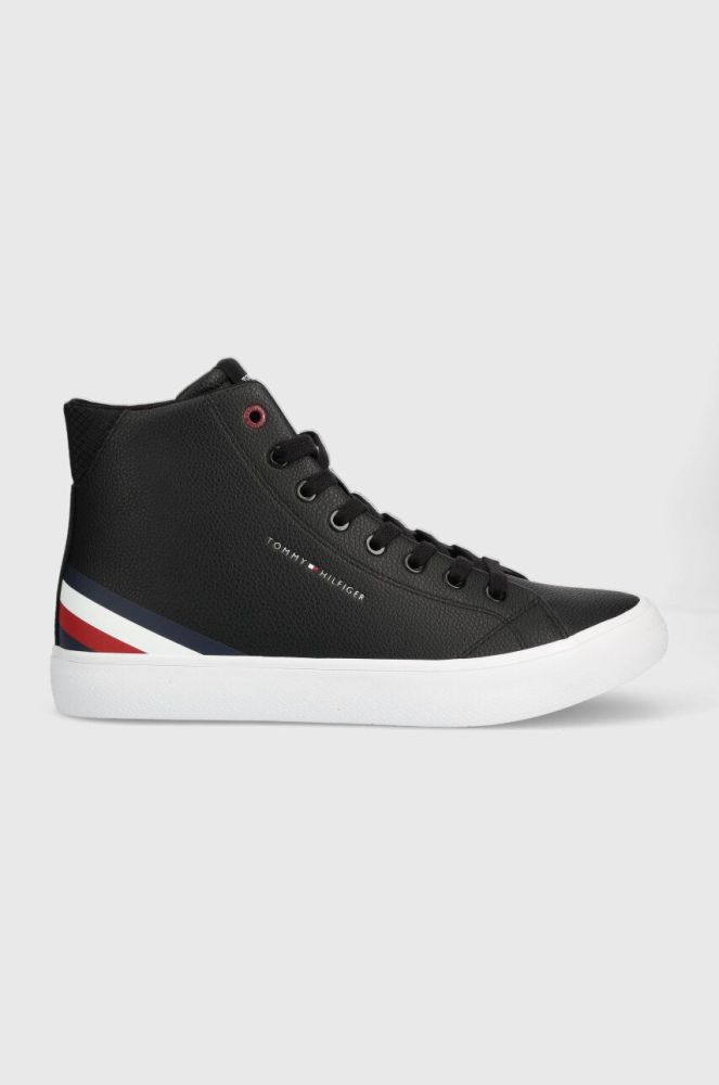 Шкіряні кеди Tommy Hilfiger TH HI VULC CORE LTH чоловічі колір чорний FM0FM04816