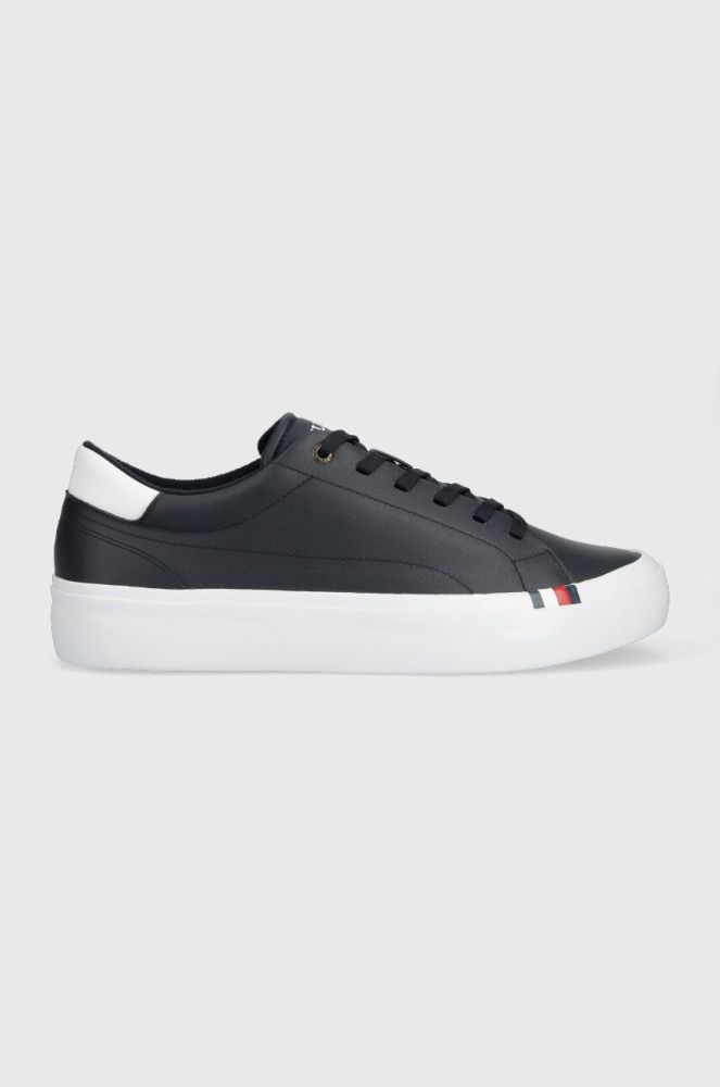 Шкіряні кросівки Tommy Hilfiger MODERN VULC LTH LOW WL колір синій FM0FM04819